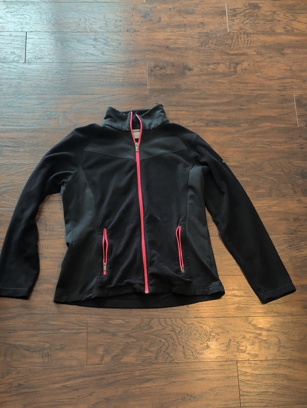 Columbia Women's Black Jacket with Pink Trim - Lightweight Zip Front